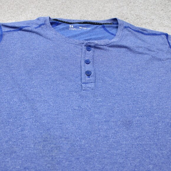 Under Armour Henley Shirt Men 2XL XXL Blue UA Threadborne Loose Fit Heatgear L/S - Picture 4 of 14